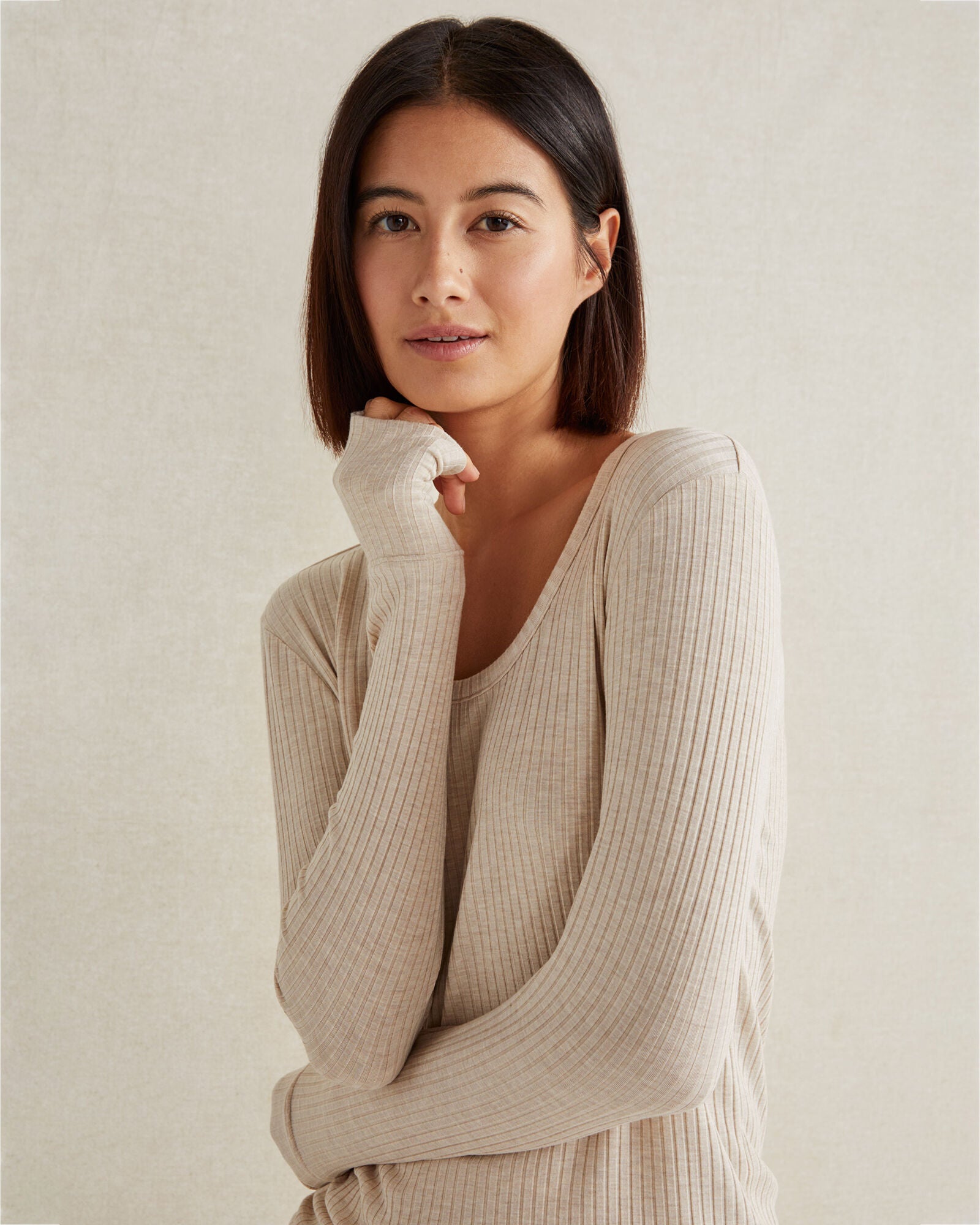 HAVEN Resti Drapey Rib Knit Long Sleeve Top