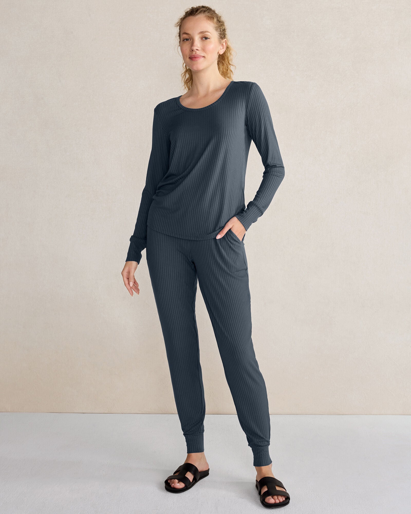 HAVEN Resti Drapey Rib Knit Long Sleeve Top