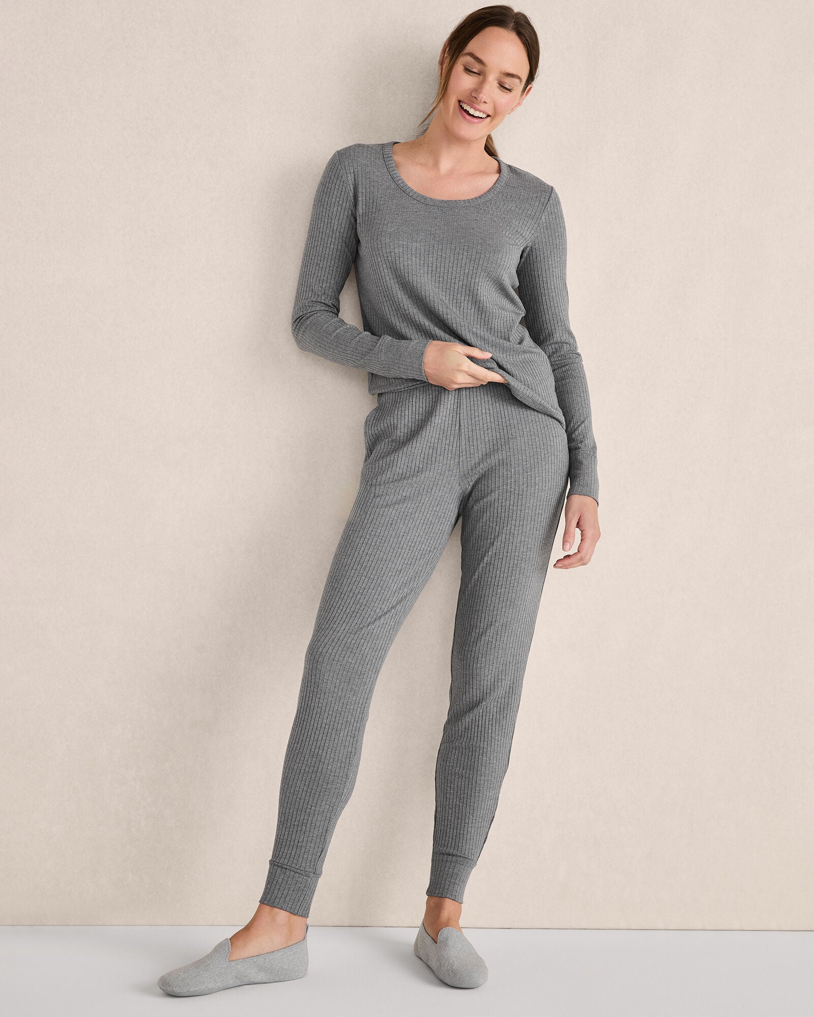 HAVEN Resti Drapey Rib Knit Long Sleeve Top