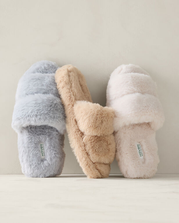 HAVEN Faux Fur Banded Slippers