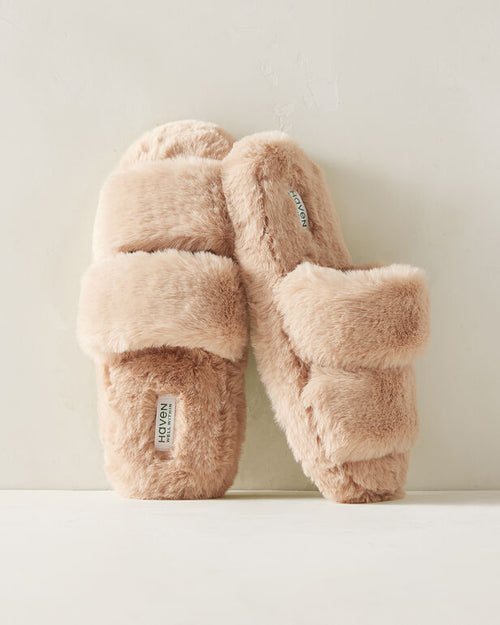 HAVEN Faux Fur Banded Slippers