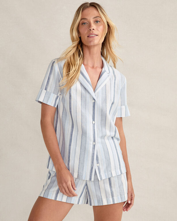 HAVEN Organic Cotton Linen Coastal Stripe Sleep Set