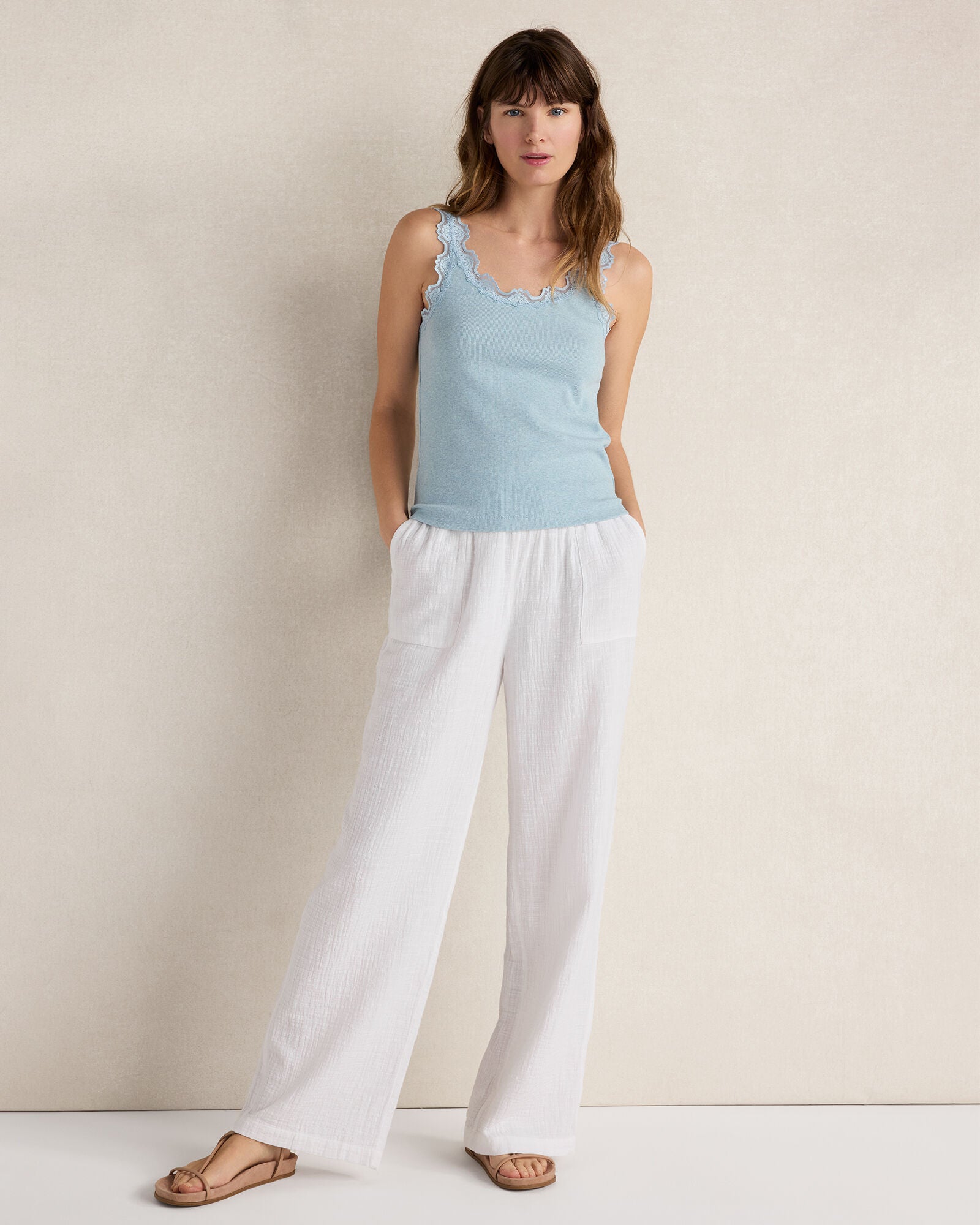 HAVEN Resti Organic Cotton Rib Knit Lace Tank