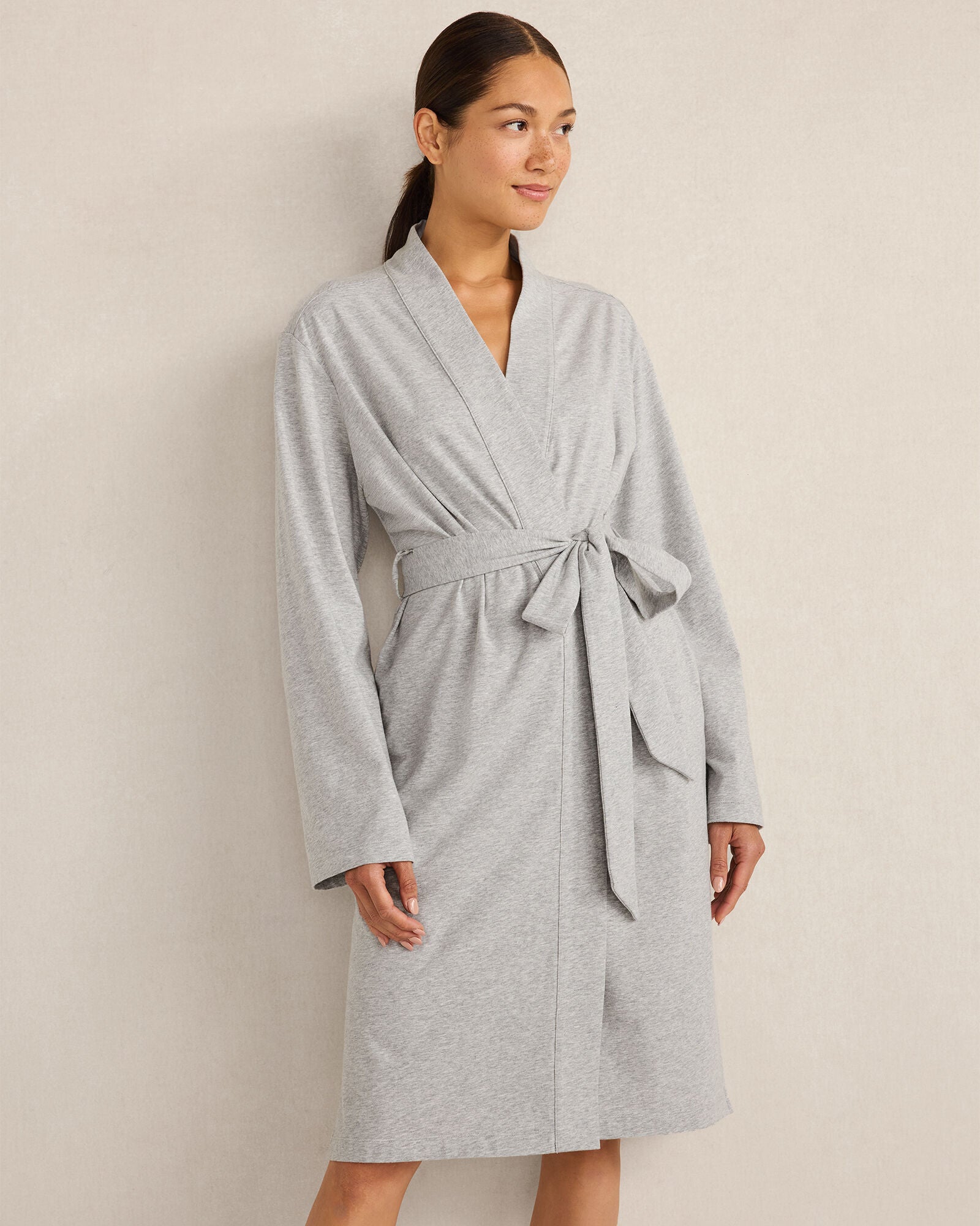 HAVEN Organic Cotton Jersey Robe Relaxed Fit Knee-Length