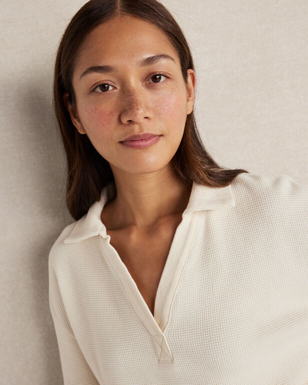HAVEN Resti Organic Cotton Waffle Johnny Collar Top