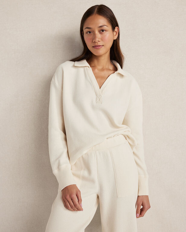 HAVEN Resti Organic Cotton Waffle Johnny Collar Top