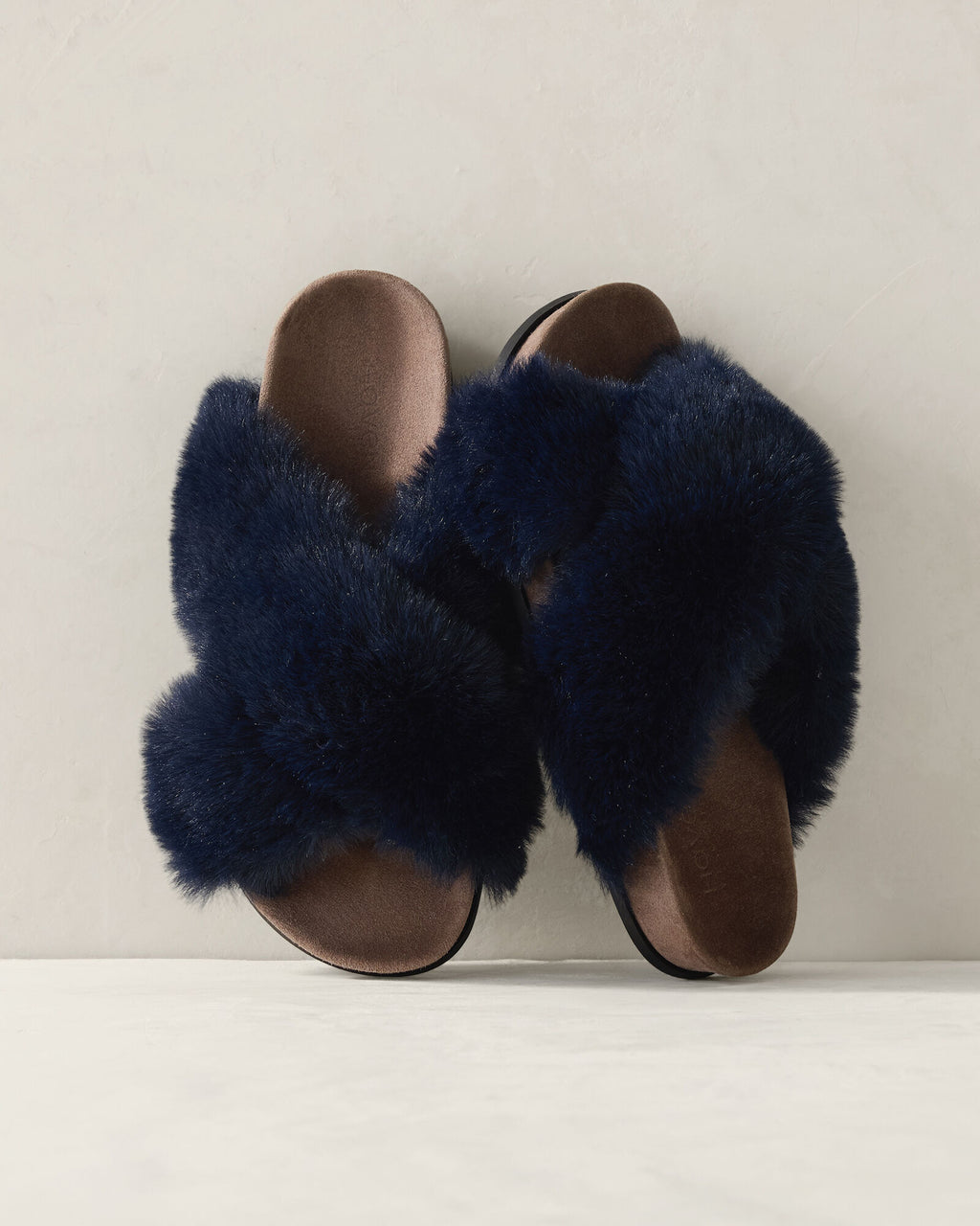 HAVEN Faux Fur Criss Cross Molded Slippers