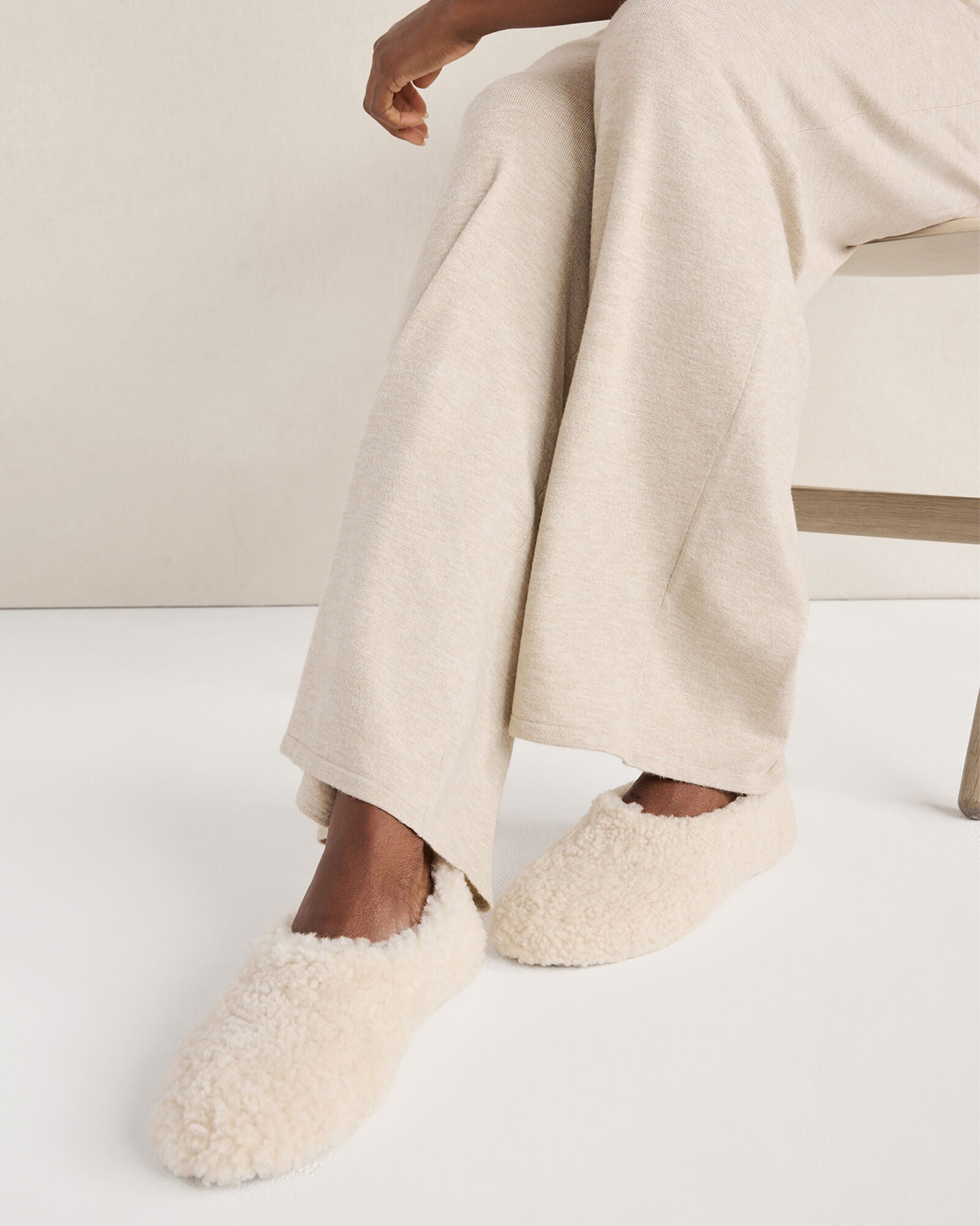 HAVEN Shearling and Suede Slippers