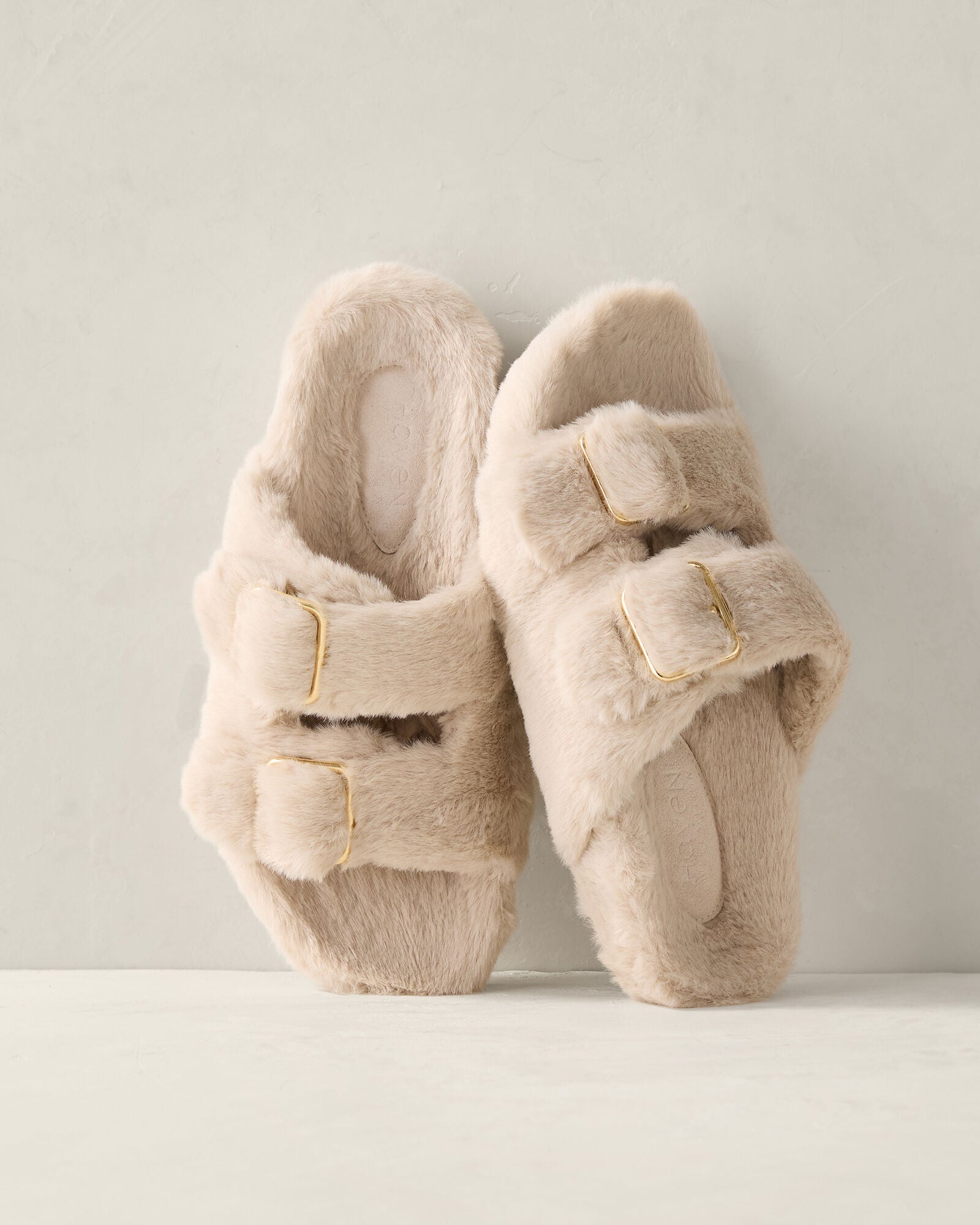 HAVEN Faux Fur Buckle Molded Slippers