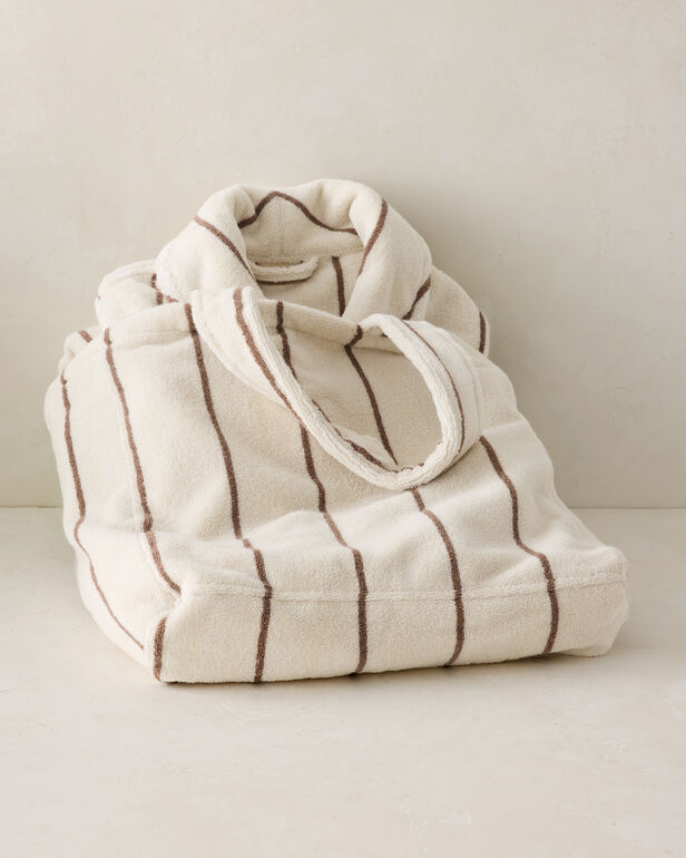 HAVEN Plush Terry Striped Robe And Tote Set
