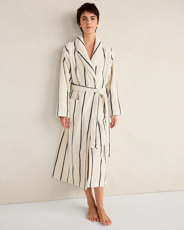 HAVEN Plush Terry Striped Robe And Tote Set