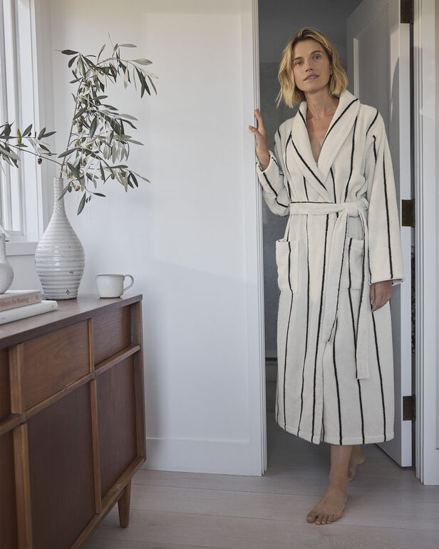 HAVEN Plush Terry Striped Robe And Tote Set