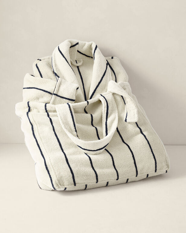 HAVEN Plush Terry Striped Robe And Tote Set