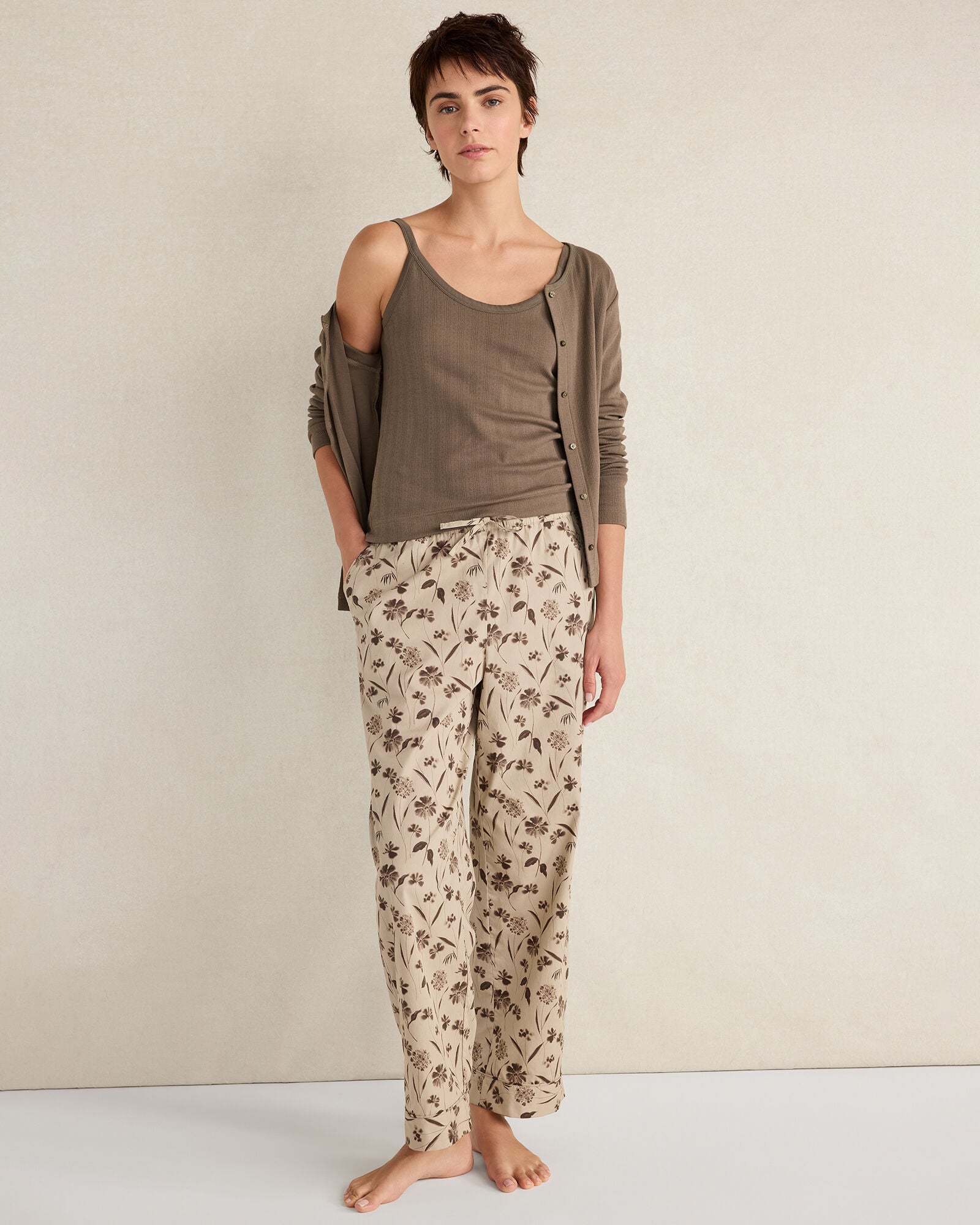 HAVEN Organic Cotton Poplin Scattered Floral Pajama Pants