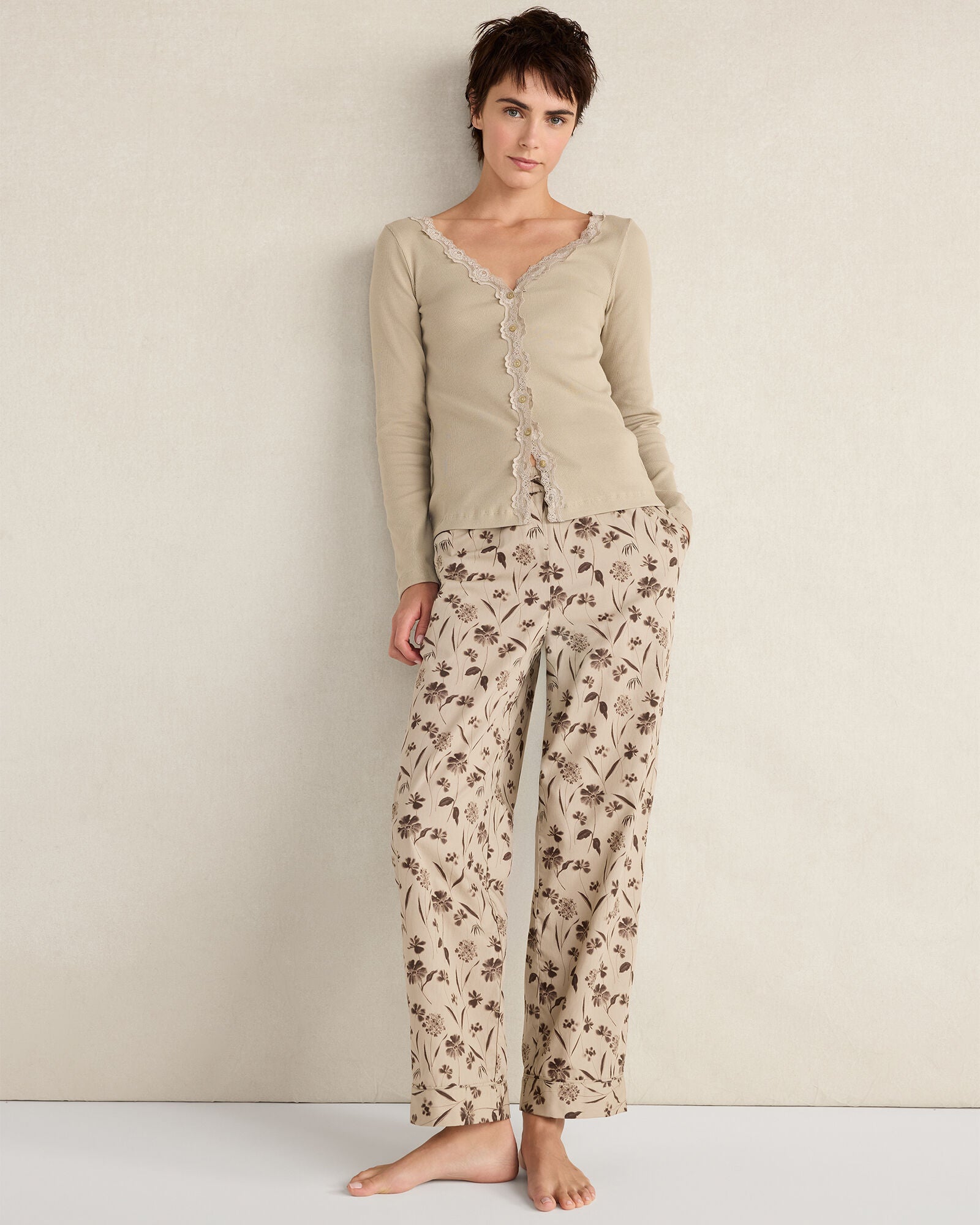 HAVEN Organic Cotton Poplin Scattered Floral Pajama Pants