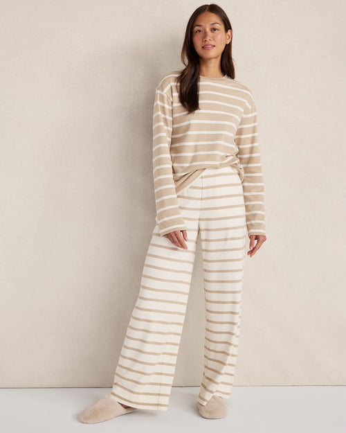 HAVEN Brushed Cotton Interlock Stripe Crewneck