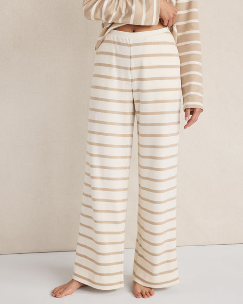 HAVEN Brushed Cotton Interlock Stripe Pajama Pants