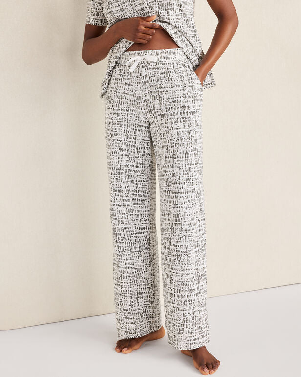 HAVEN Organic Cotton Jersey Pebble Print Pajama Pants Relaxed Fit Drawstring Waist