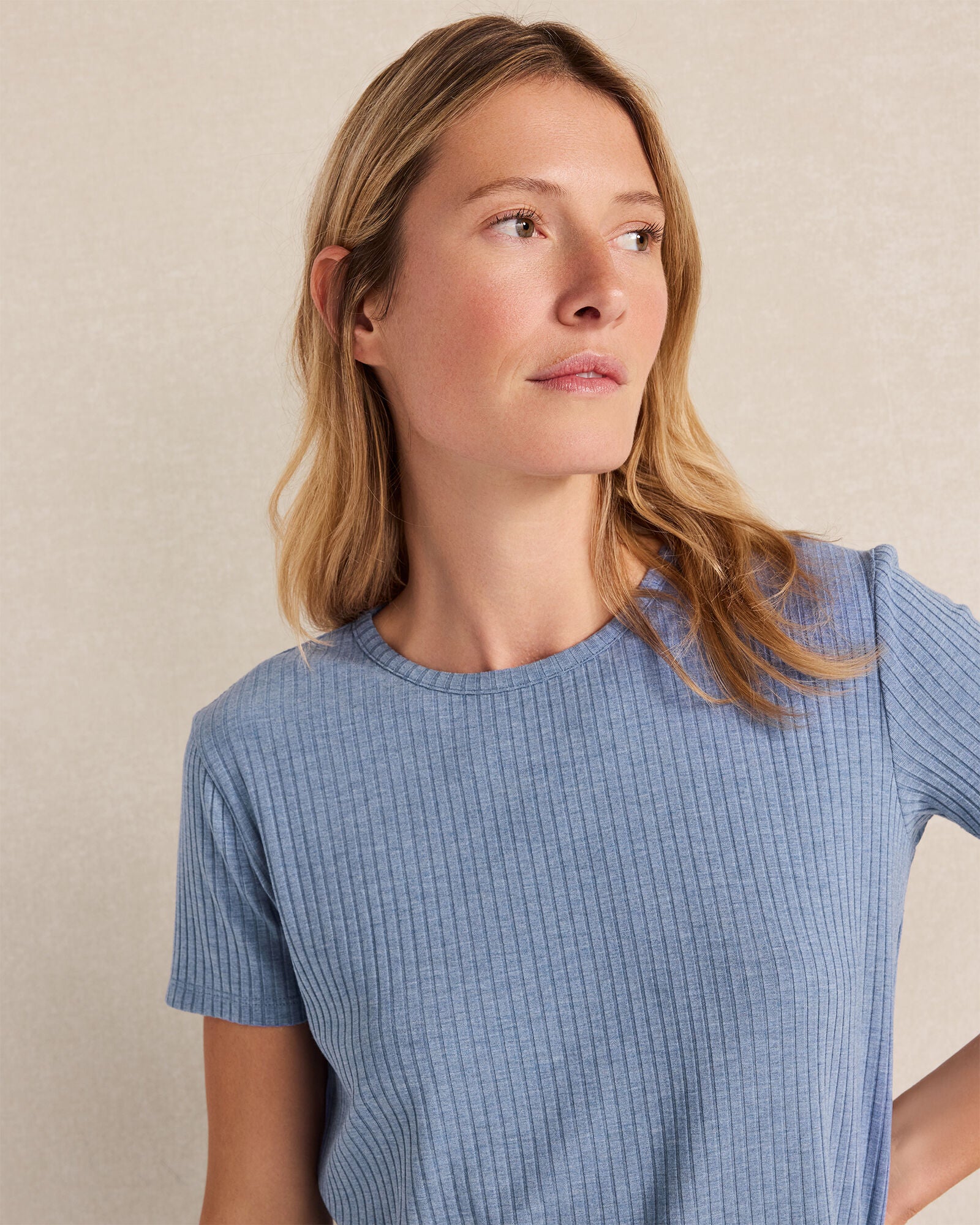 HAVEN Resti Drapey Rib Knit Short Sleeve Top