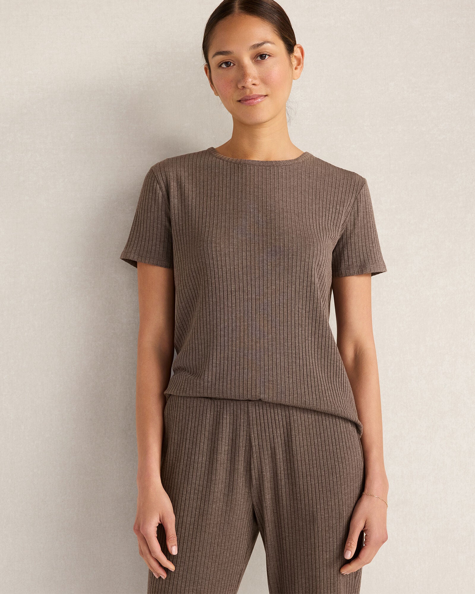 HAVEN Resti Drapey Rib Knit Short Sleeve Top