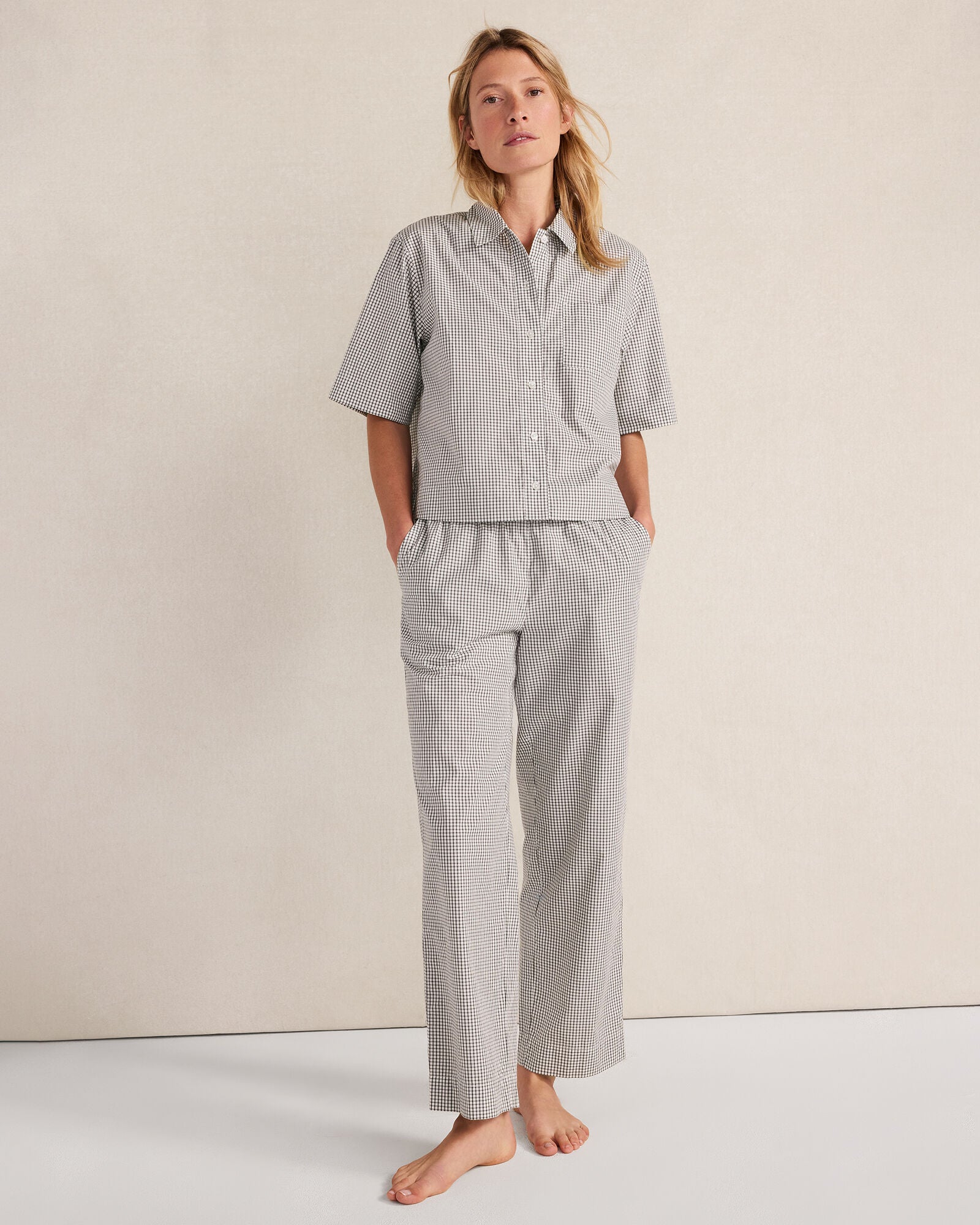 HAVEN Organic Cotton Poplin Gingham Pajama Top