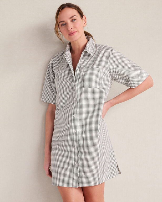 HAVEN Organic Cotton Poplin Gingham Sleep Dress