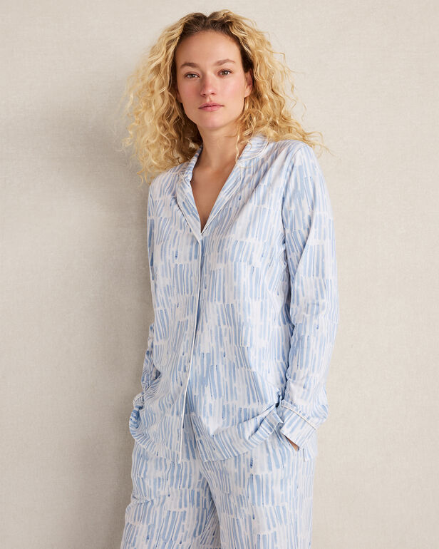 HAVEN Organic Cotton Jersey Watercolor Wave Pajama Top