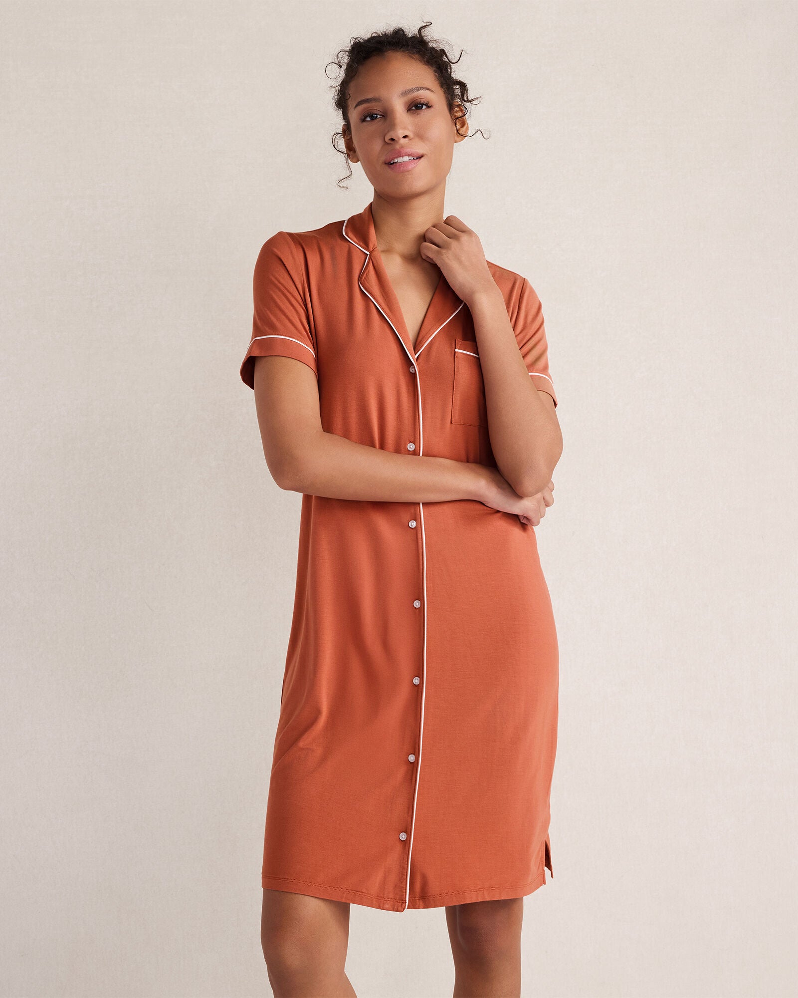 HAVEN Calm & Cool Notch Collar Sleep Dress