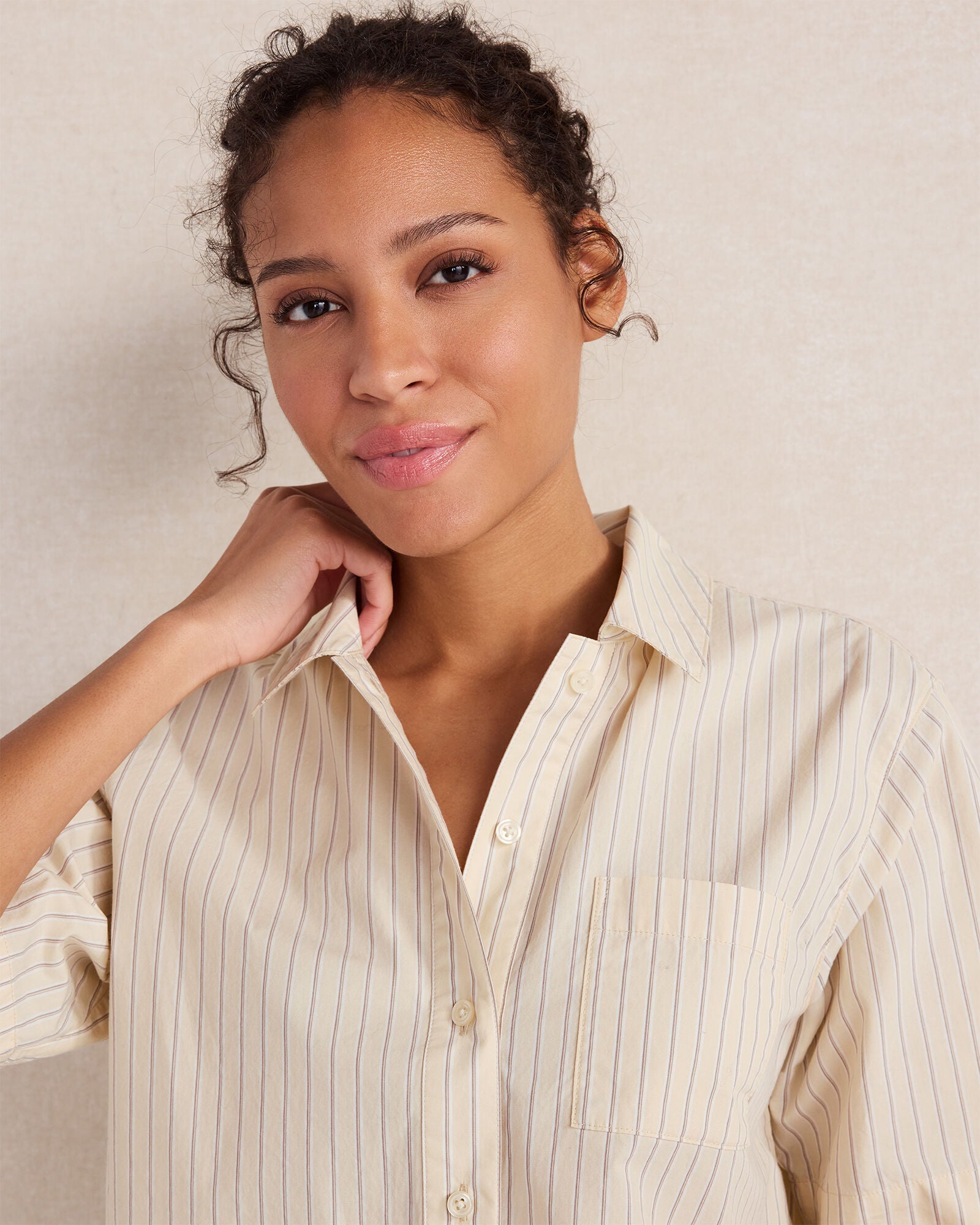 HAVEN Organic Cotton Poplin Stripe Pajama Top