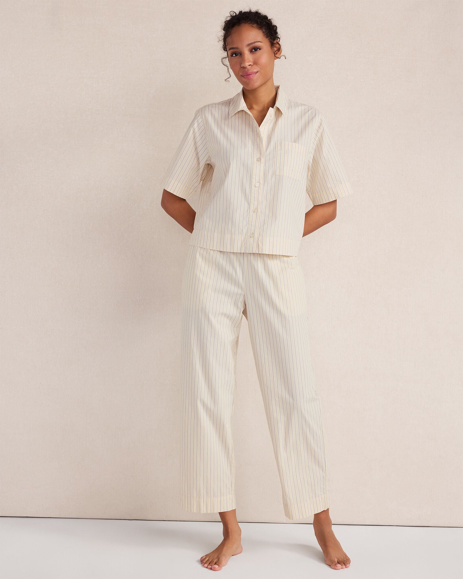 HAVEN Organic Cotton Poplin Stripe Pajama Top