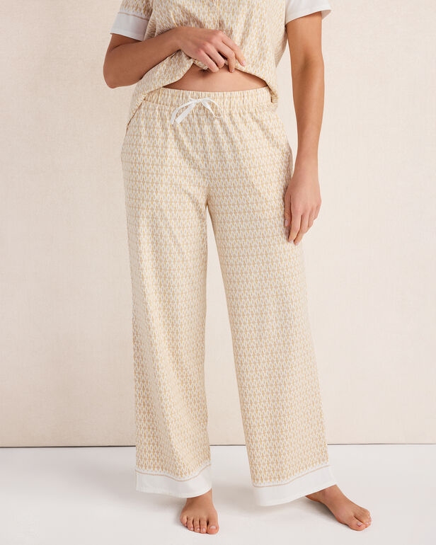HAVEN Organic Cotton Jersey Ikat Foulard Pajama Pants Relaxed Fit Drawstring Waist