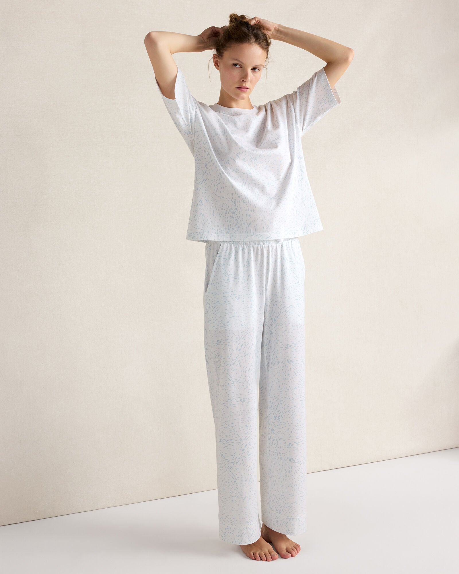 HAVEN Organic Cotton Jersey Rippled Sand Pajama Pants