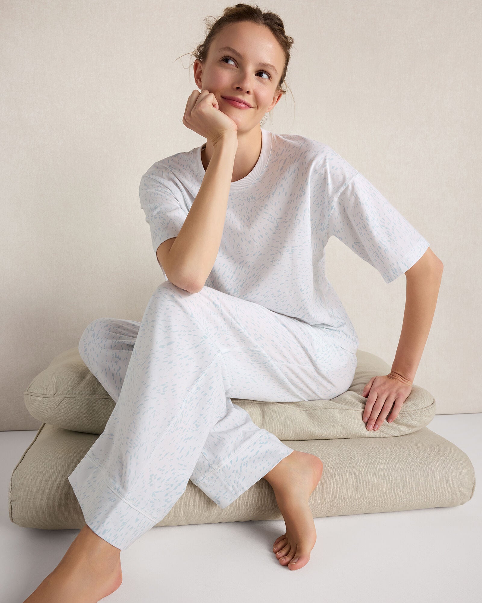 HAVEN Organic Cotton Jersey Rippled Sand Pajama Pants