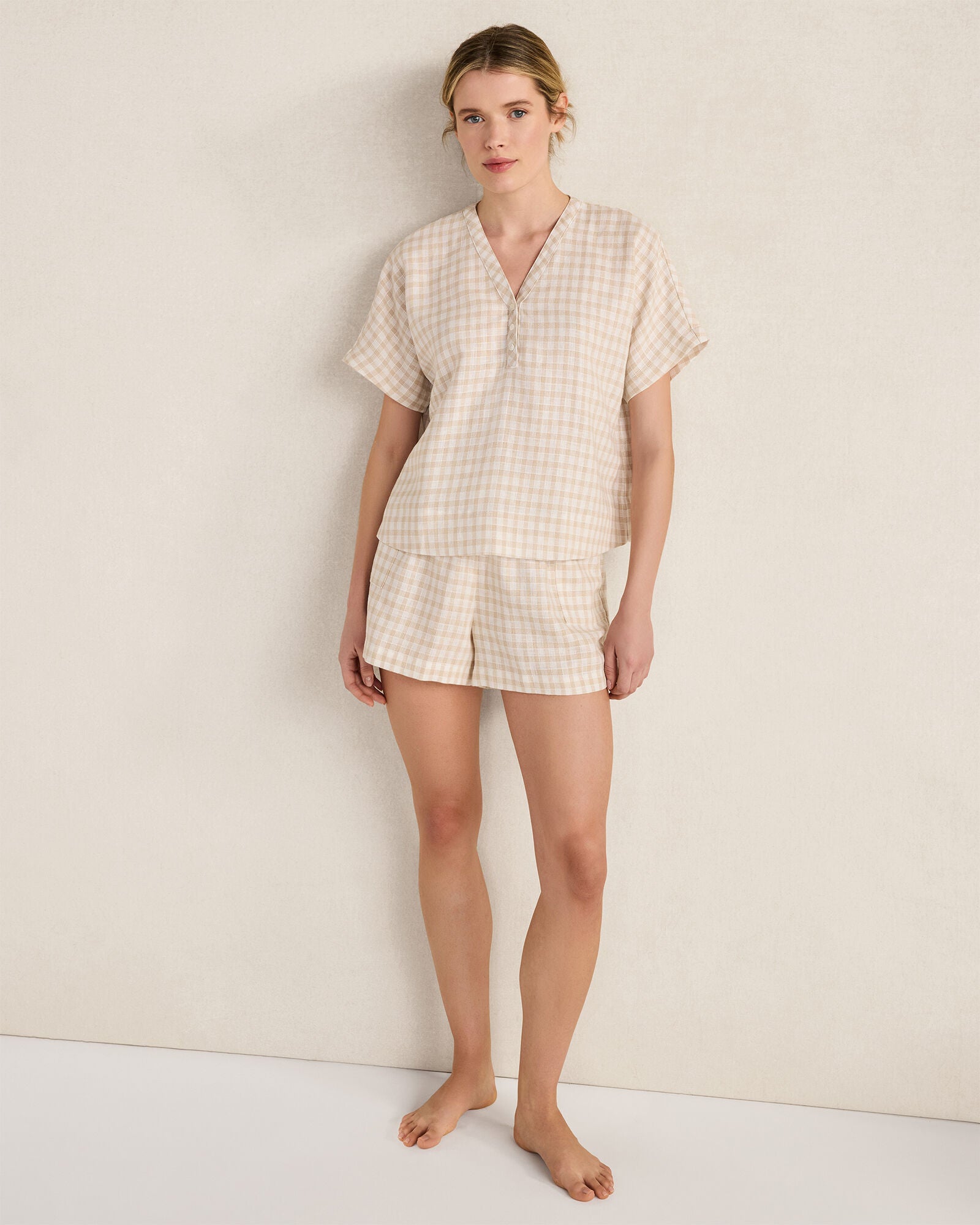 HAVEN Linen Blend Gingham Top