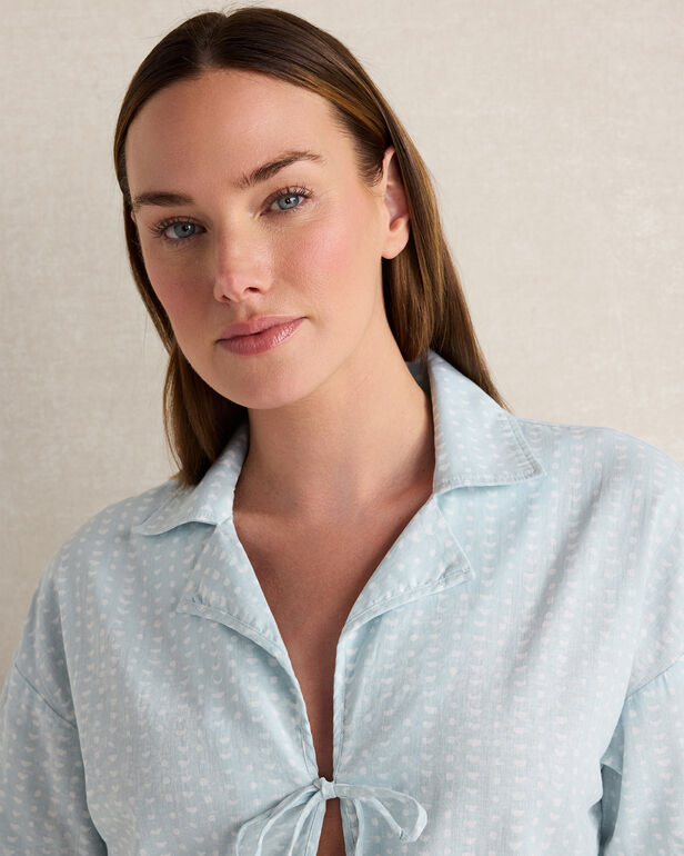 HAVEN Cotton Linen Faded Dot Pajama Top