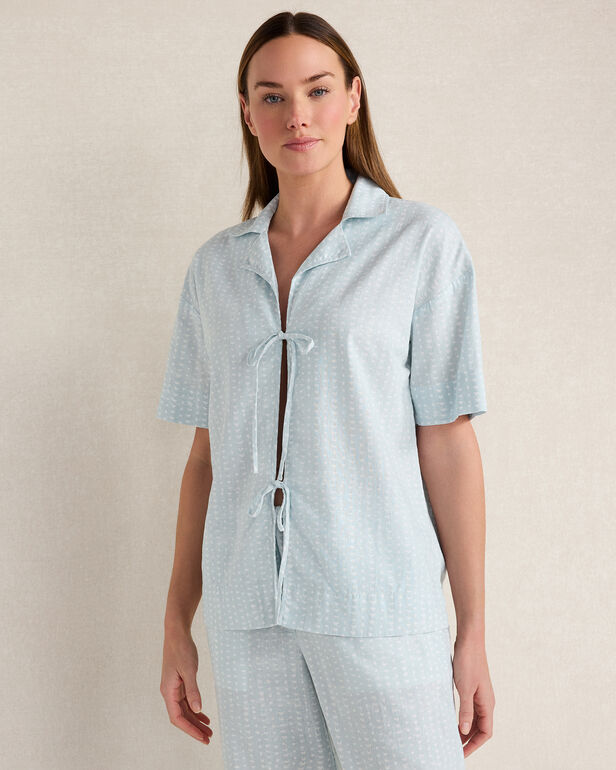HAVEN Cotton Linen Faded Dot Pajama Top