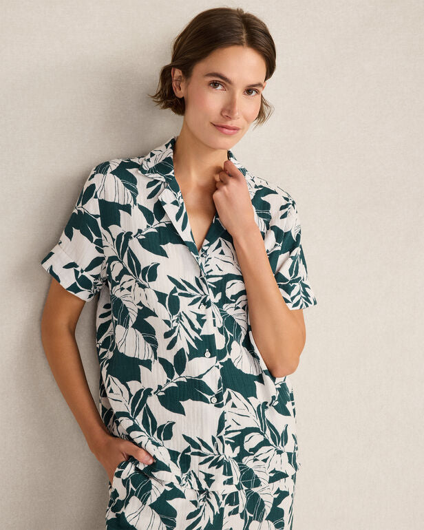 HAVEN Organic Cotton Gauze Tropical Pajama Top